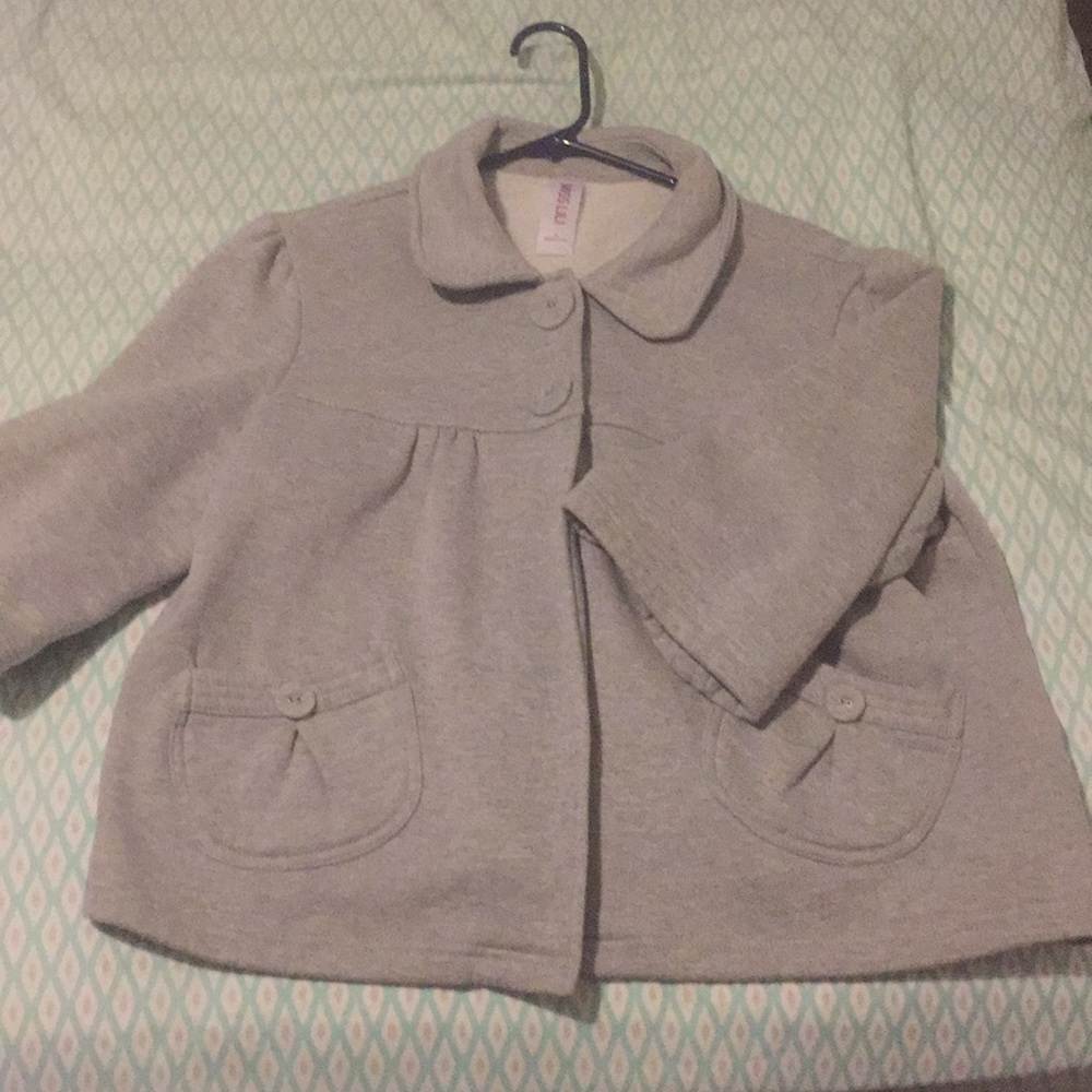 Grey sweater jacket 3/4 sleeve
